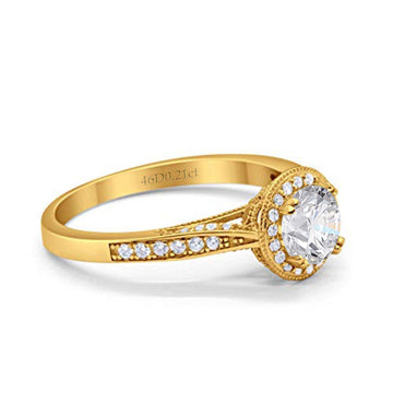 14K Yellow Gold Halo GIA Certified Round 6.5mm D VS1 1.01ct Lab Grown CVD Diamond Engagement Wedding Ring